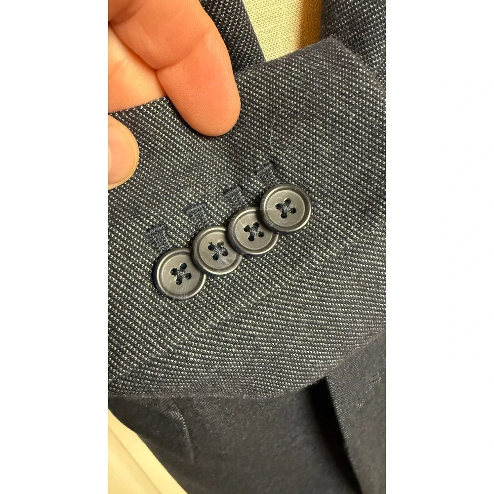 Banana Republic Mens 42R Tailored Slim Fit Blazer Navy Blue Cotton Blend Jacket